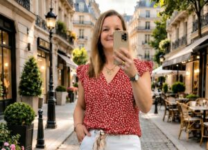 Top fleuris rouge